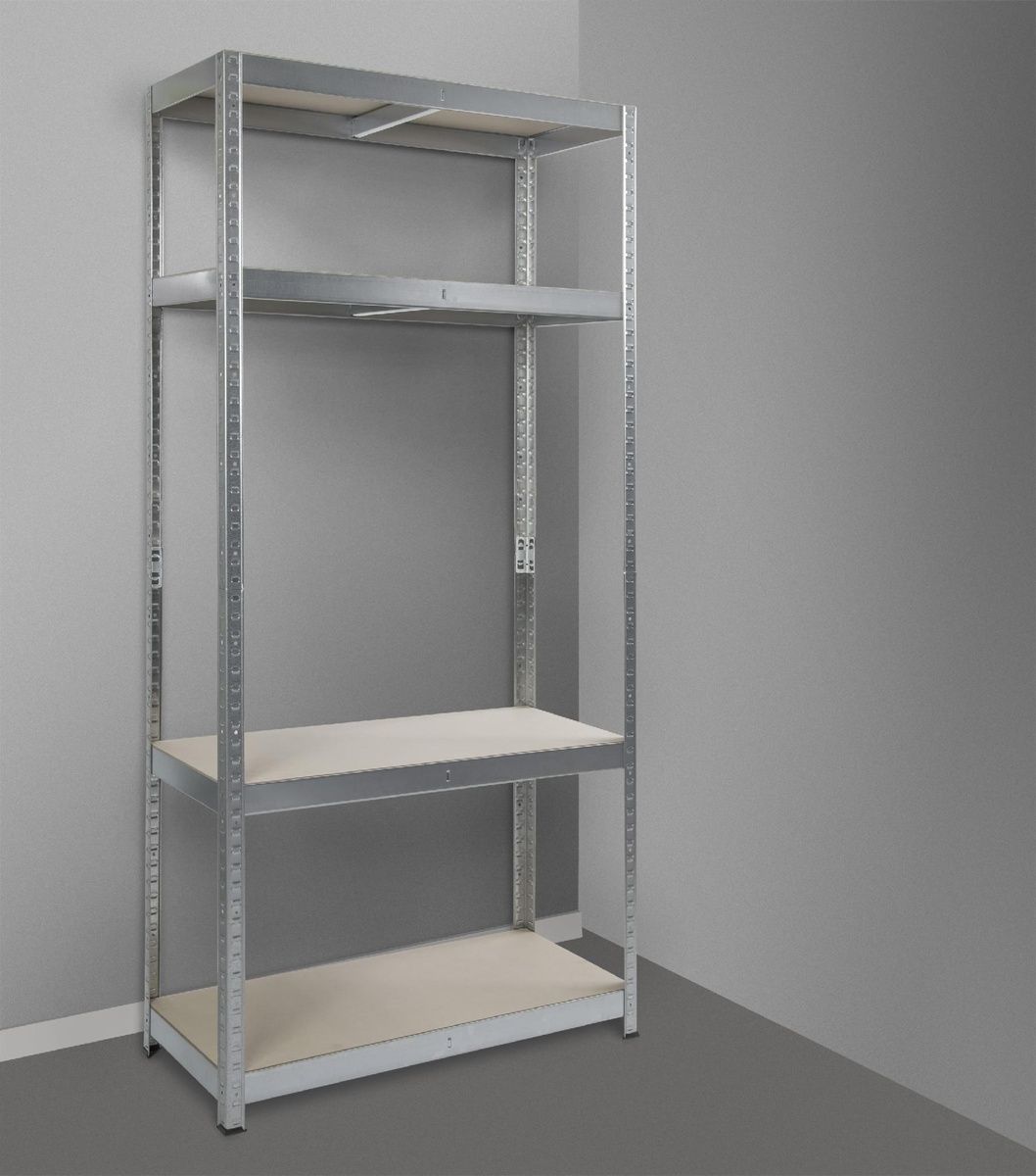 Стелаж 1650x800x300 мм 4 полиць ХДФ металевий оцинкований StahlPro Pure STALPRO_Pure-4P-165-80-30_175 фото